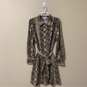 WD.NY Snake Print Long Sleeve Shirt Dress-Size L NWT